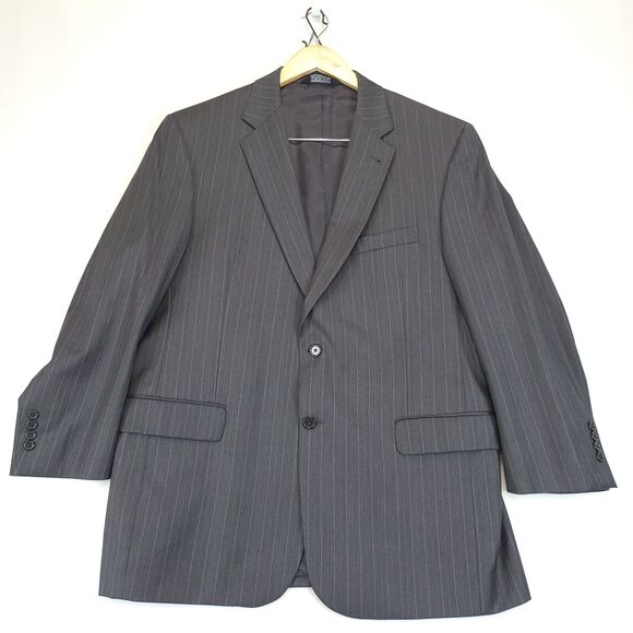 Jos A Bank Gordon 2PC Pant Suit Mens 44R Gray Striped Wool Signature Collection - Picture 10 of 16